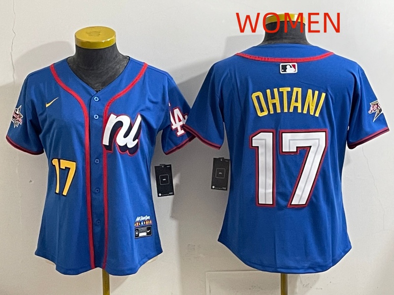 Women 2025 Los Angeles Dodgers #17 Ohtani Blue Nike 2025 MLB All Star Jersey style 001